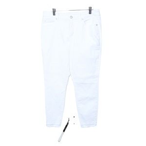 Ann Taylor Slim Pockets White Shredded Jeans Hem Size 10